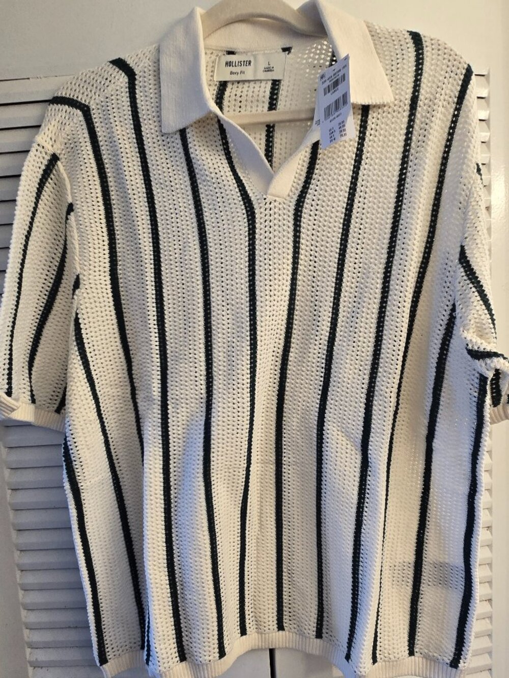Boxy Short-Sleeve Sweater Polo L